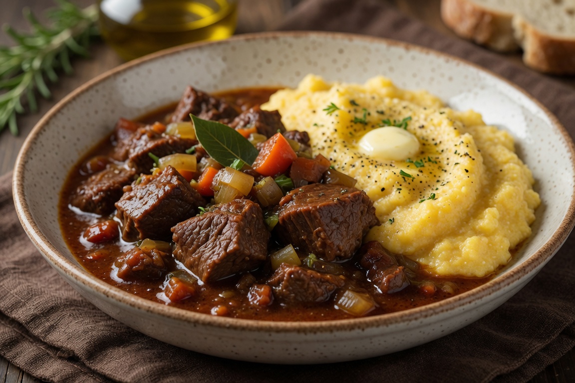Italienisches Rinderragout mit Polenta