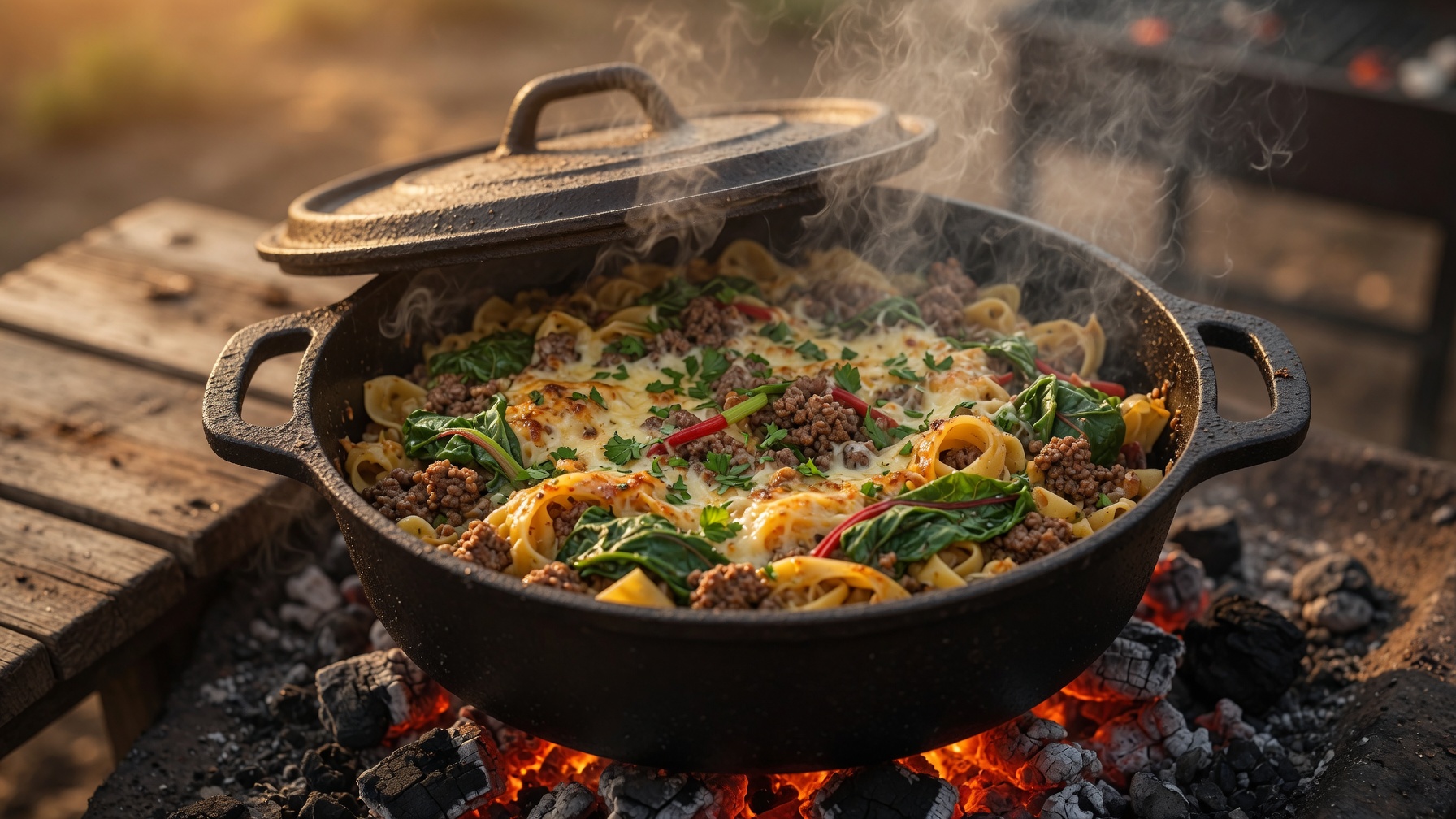 Mangold-Nudel Dutch Oven - BBQ Grill Rezept